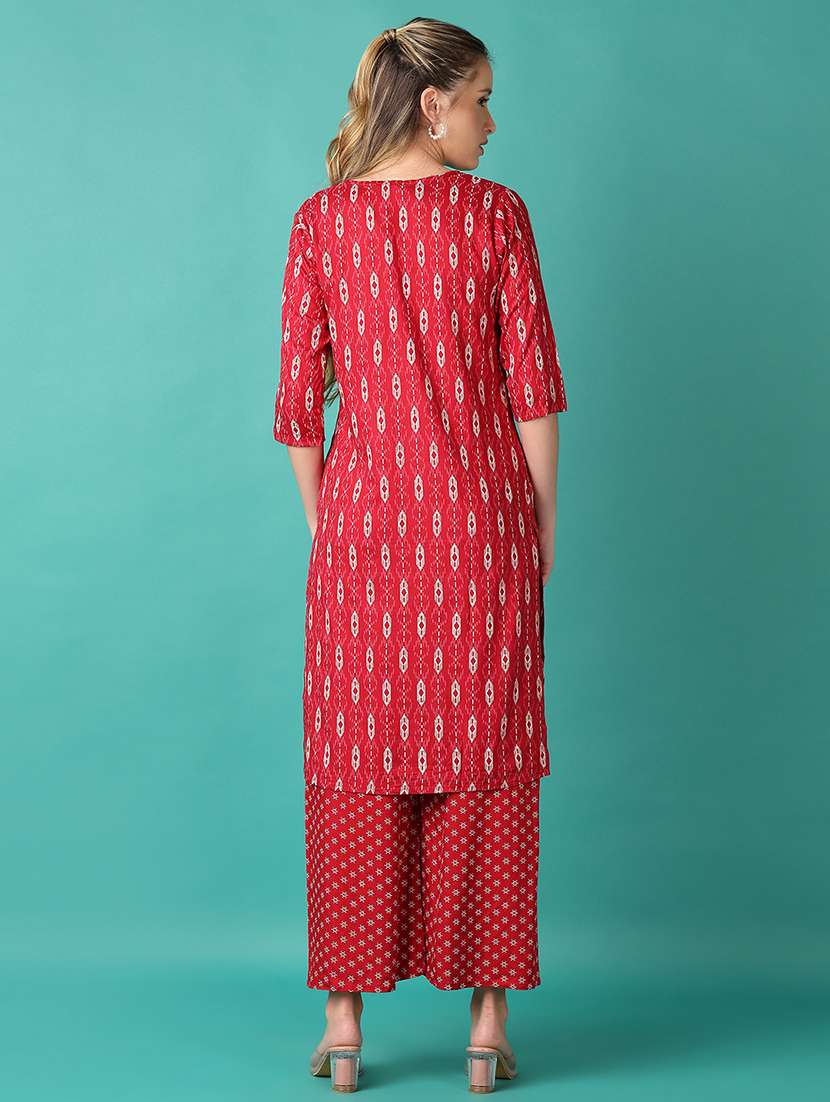 women red printed kurta palazzo set - 21509999 -  Standard Image - 2