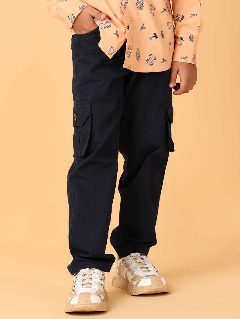 boys solid mid rise cargo