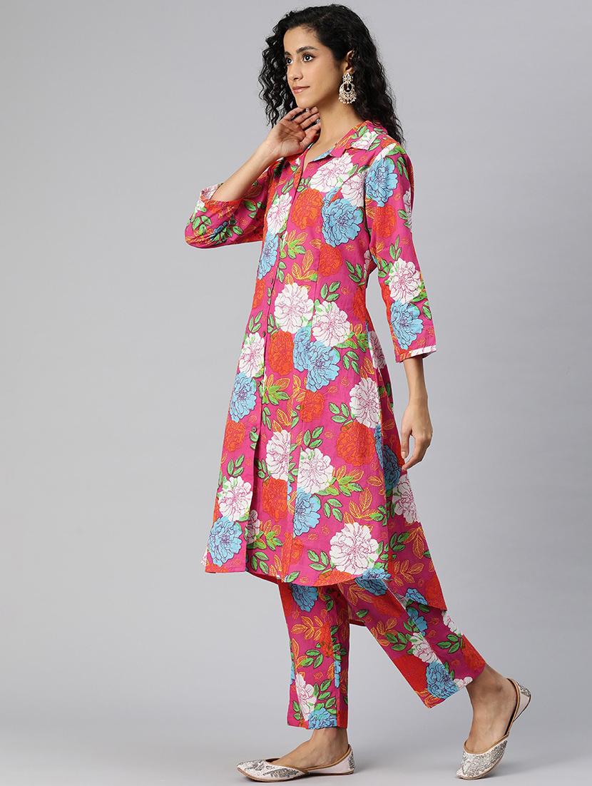 women shirt collar printed co-ord set - 21510320 - Standard Image - 2