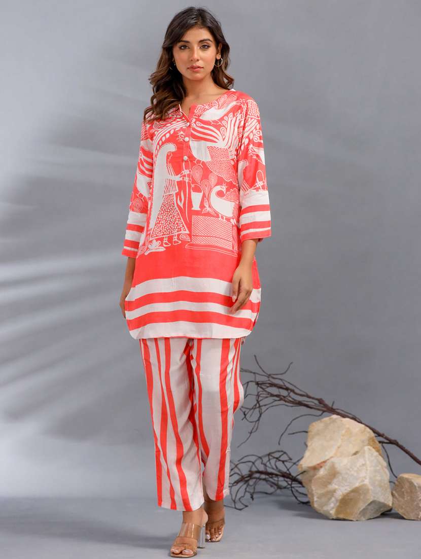 women orange co-ord set