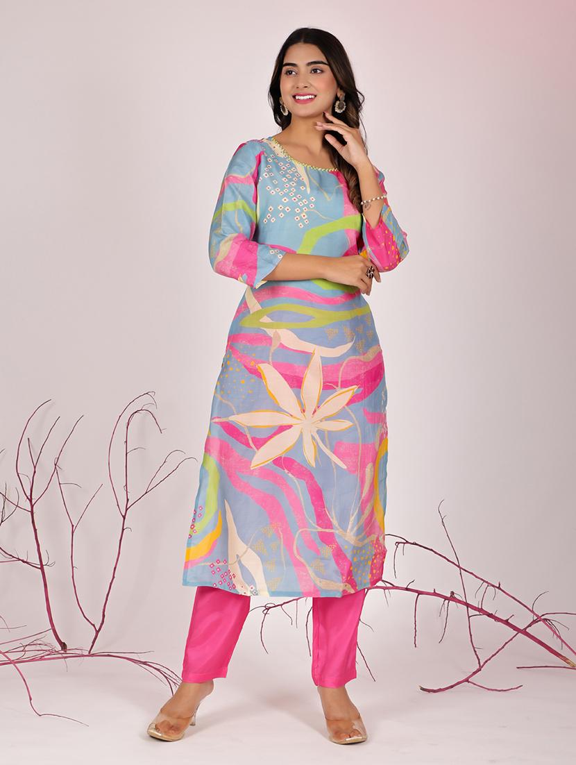 women light blue kurta pant set - 21510333 - Zoom Image - 0