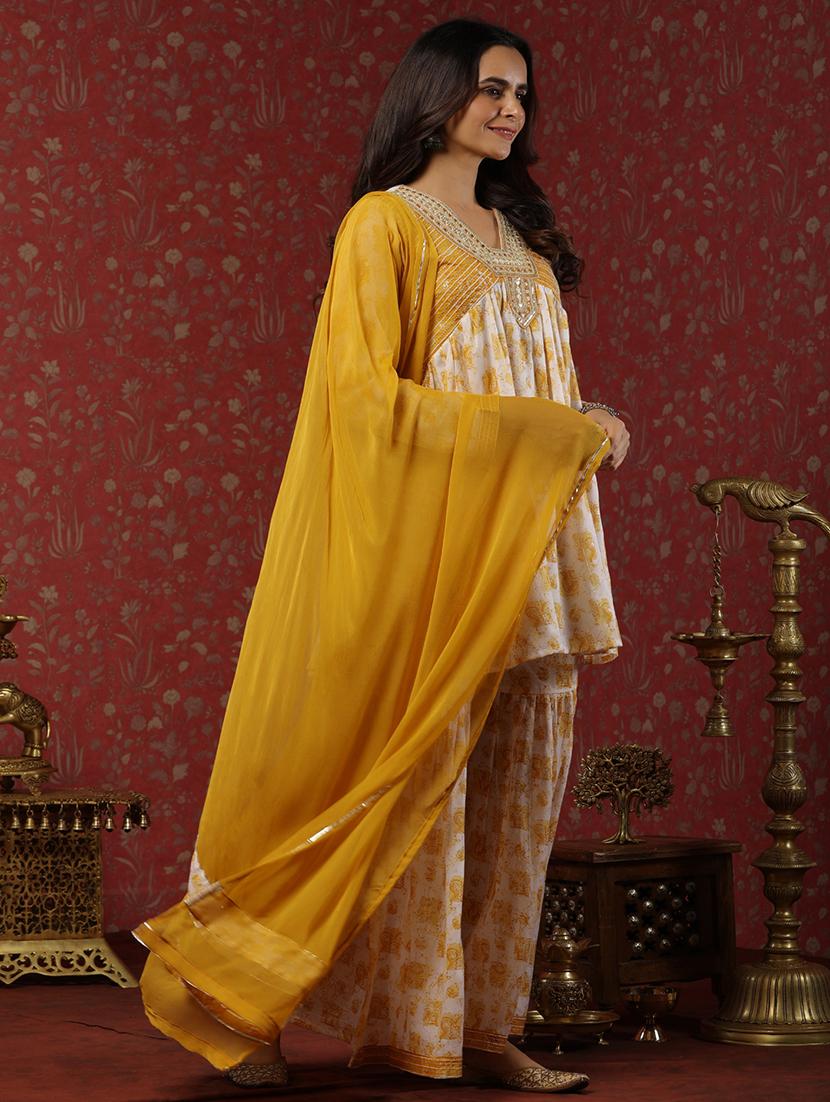 women v-neck printed kurta sharara set - 21510353 - Standard Image - 2