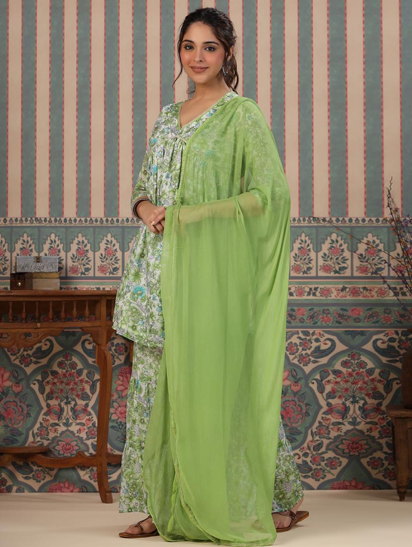 women v-neck printed kurta sharara set - 21510354 - Standard Image - 2
