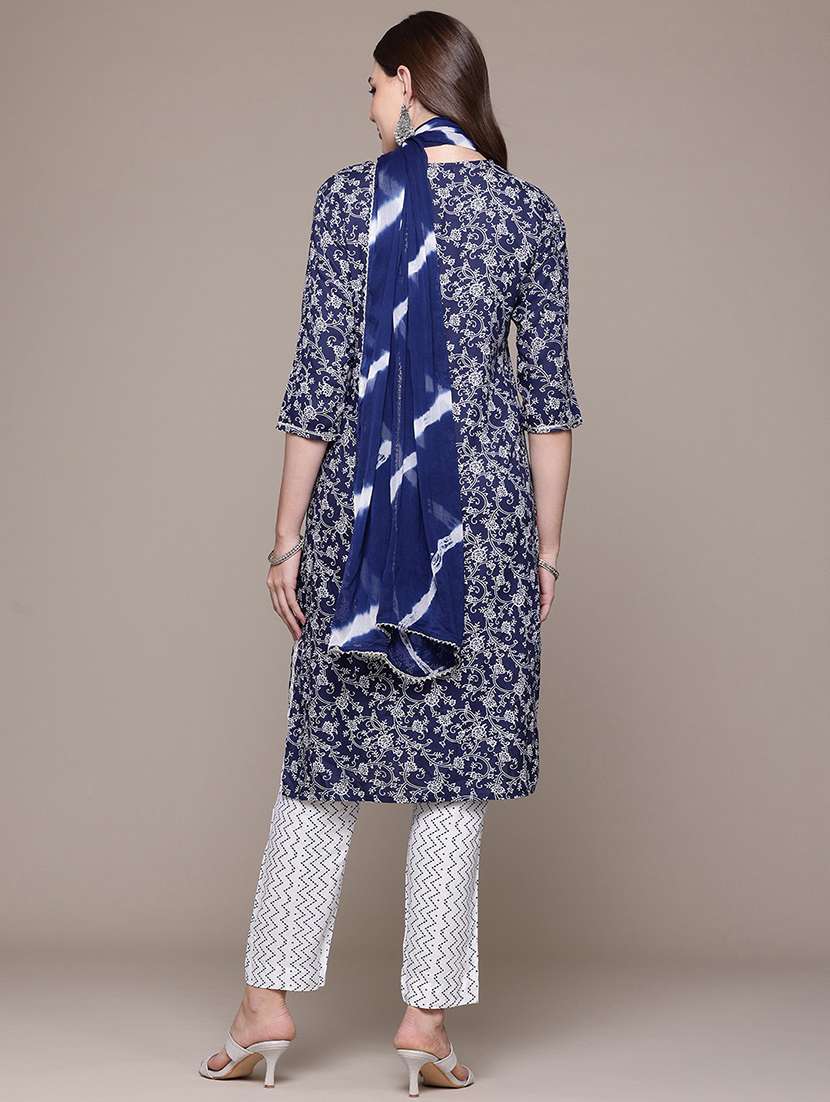 women three quarter sleeve kurta pant with dupatta set - 21510392 -  Standard Image - 2