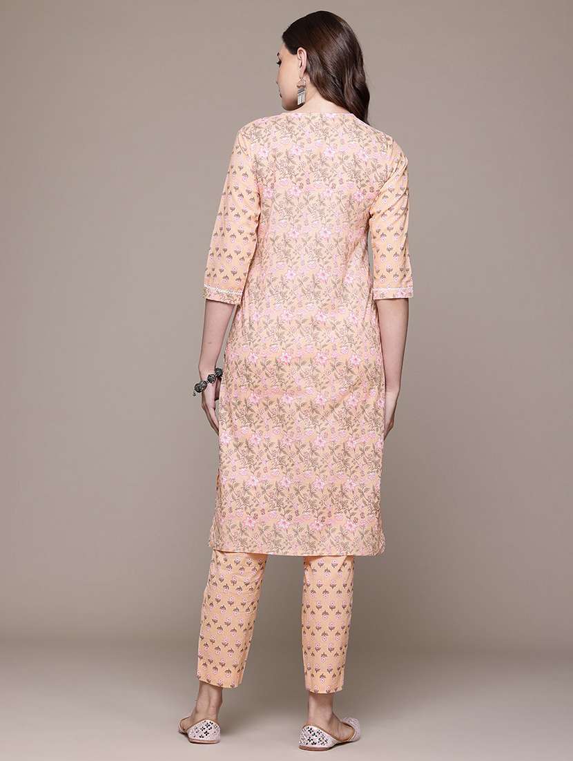 women round neck printed kurta pant set - 21510395 -  Standard Image - 2
