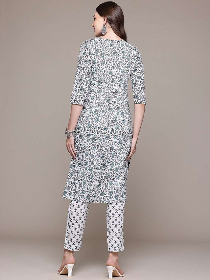 women round neck printed kurta pant set - 21510397 -  Standard Image - 2