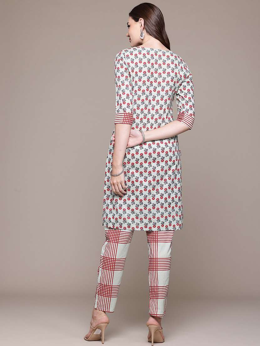 women round neck printed kurta pant set - 21510398 -  Standard Image - 2