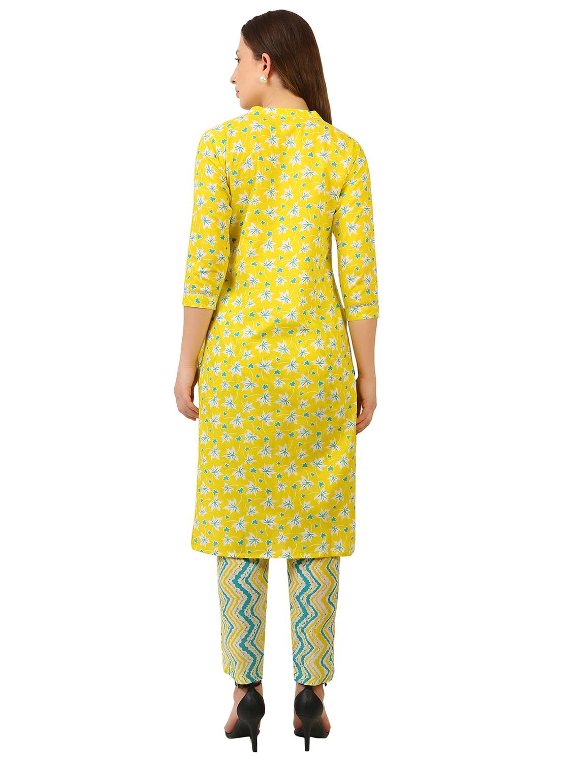 women yellow cotton straight kurta - 21510422 - Standard Image - 2