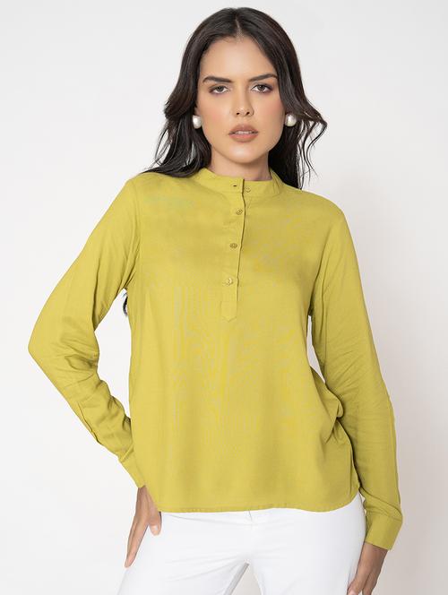 women light green solid straight top - 21510482 -  Standard Image - 0