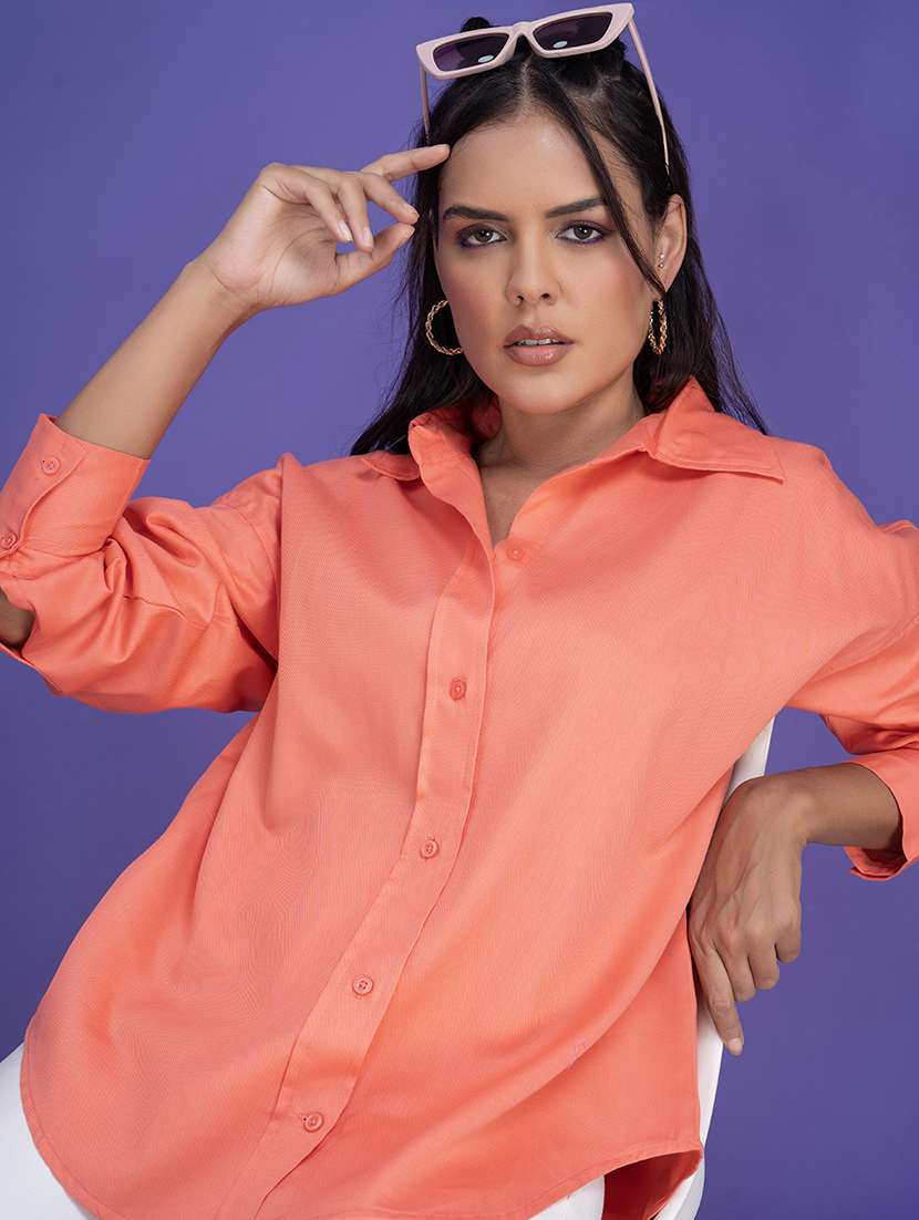 women solid orange oversized shirt - 21510492 - Zoom Image - 0