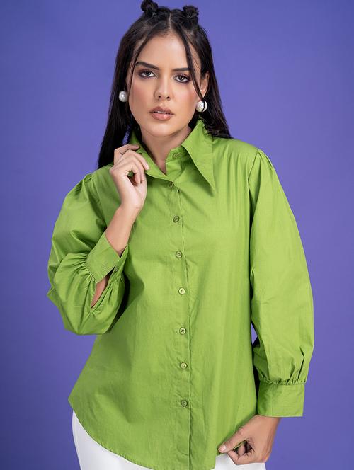 women collared solid rregular shirt - 21510498 -  Standard Image - 0
