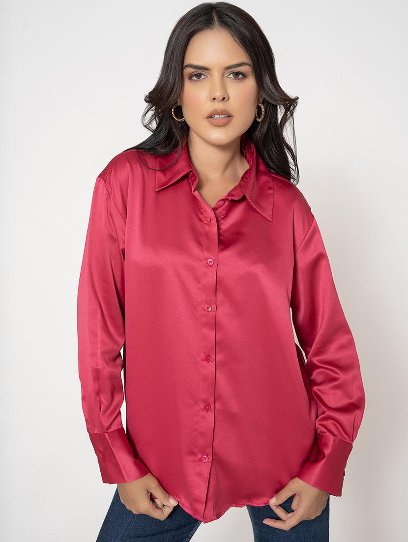 women shirt collar solid oversized shirt - 21510500 - Zoom Image - 0