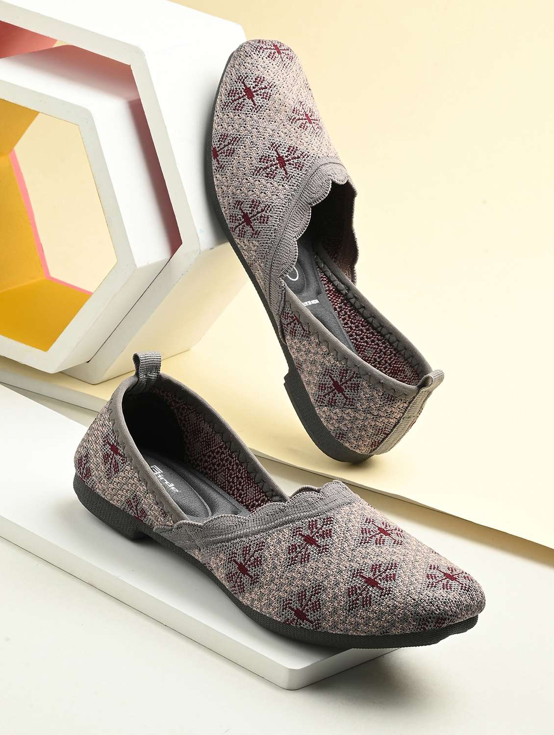 women grey slip on ballerina