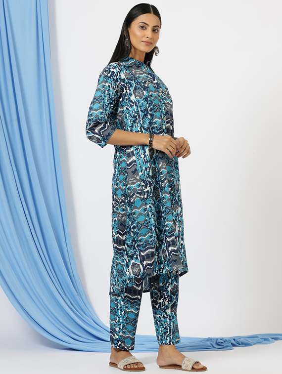 women printed three quarter sleeve kurta pant set - 21510550 - Standard Image - 2