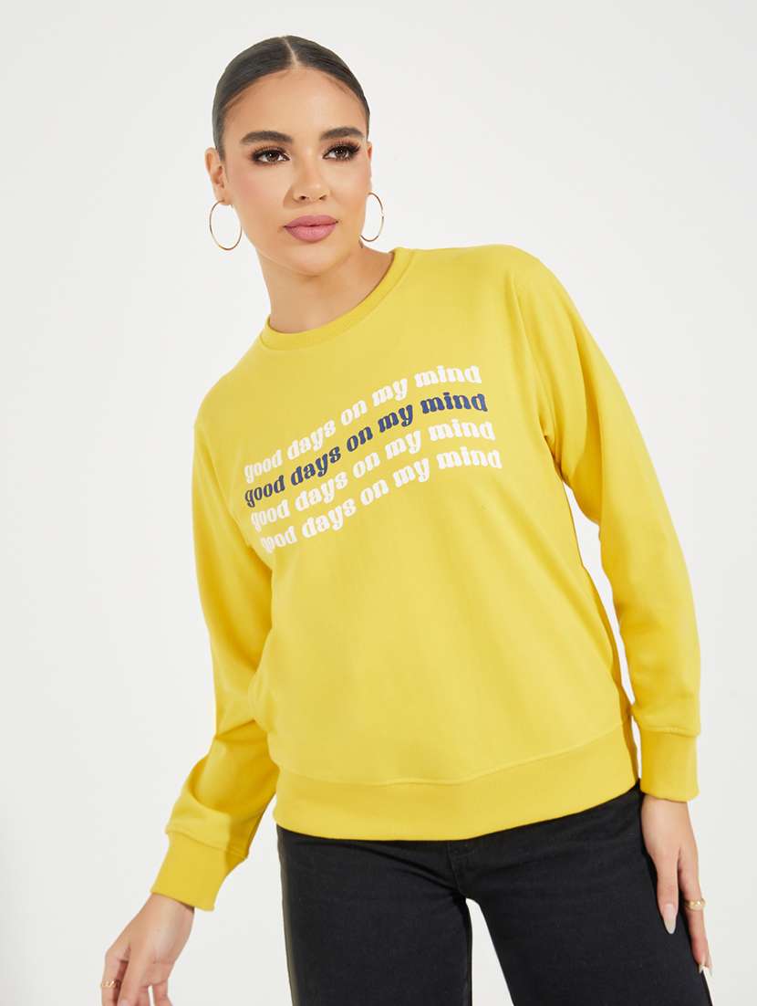 women chest print long sleeve sweatshirt