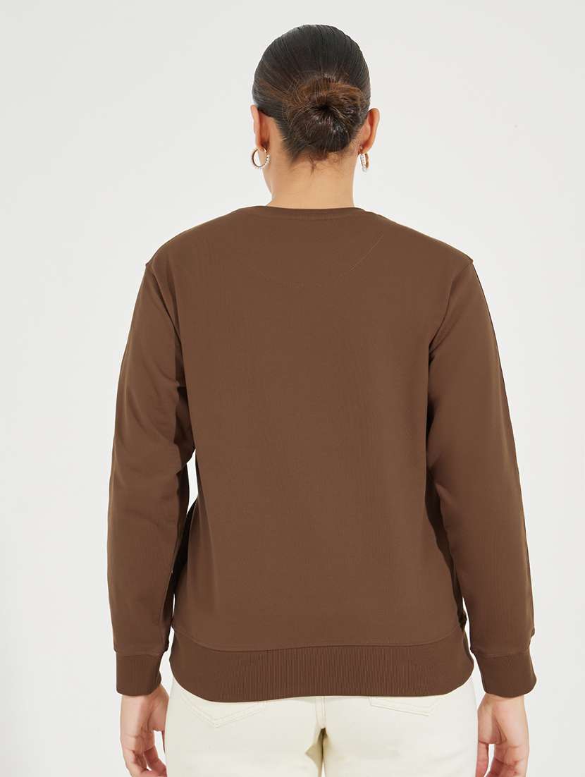 women brown chest print sweatshirt - 21510632 -  Standard Image - 2