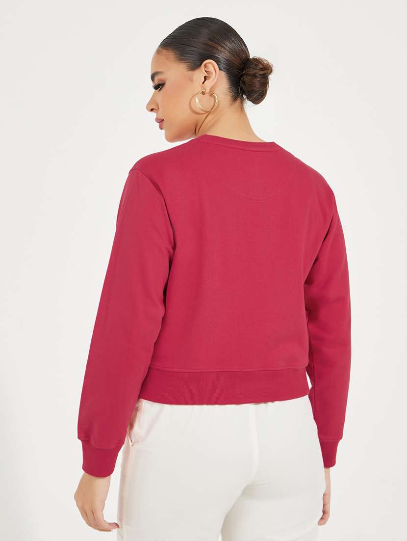 women magenta chest print sweatshirt - 21510635 - Standard Image - 2