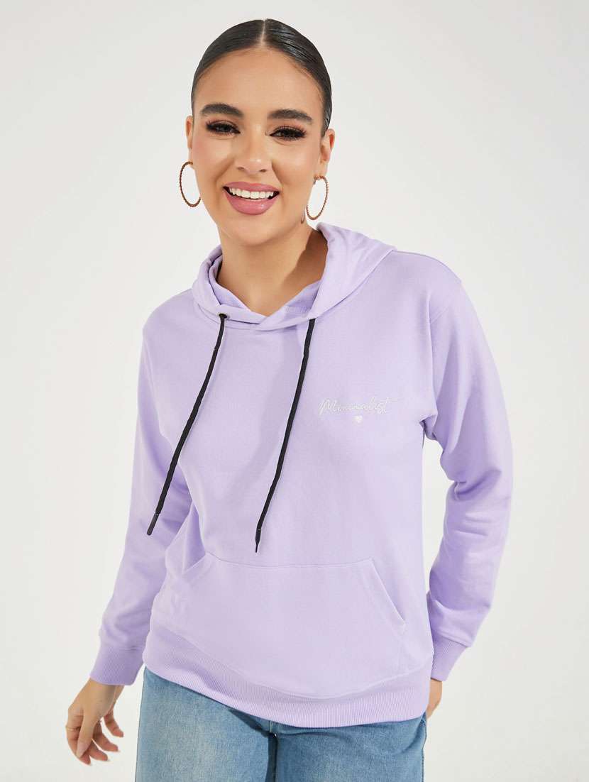 women lavender solid long sleeve sweatshirt