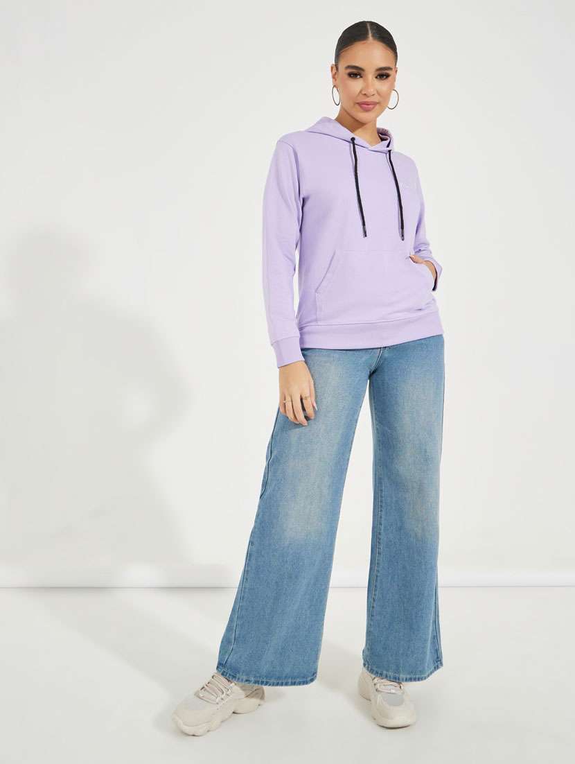 women lavender solid long sleeve sweatshirt - 21510637 -  Standard Image - 2