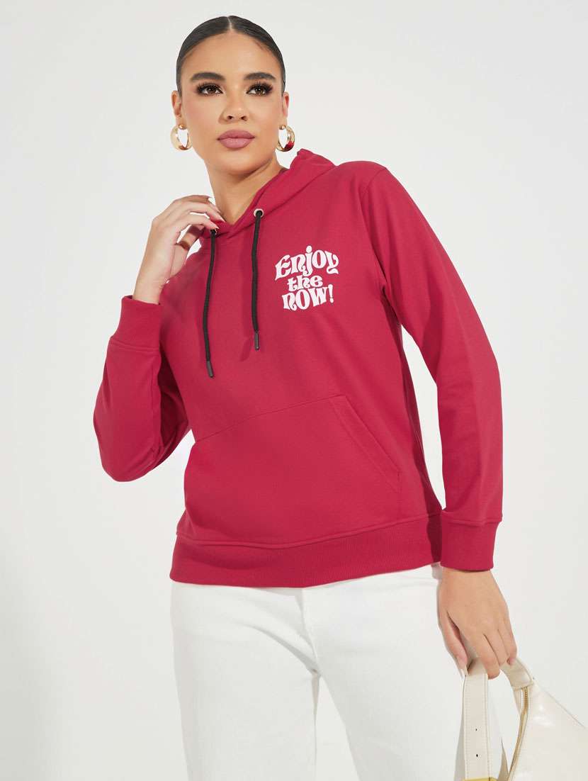 women front & back print long sleeve sweatshirt