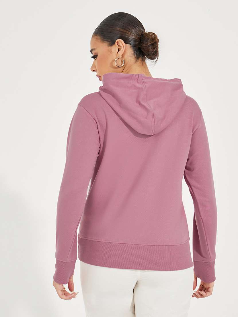 women solid hooded sweatshirt - 21510645 -  Standard Image - 2