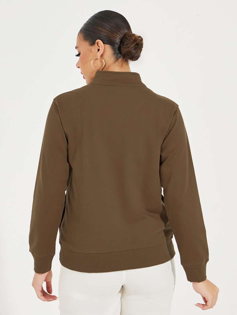 women brown front print sweatshirt - 21510646 -  Standard Image - 2