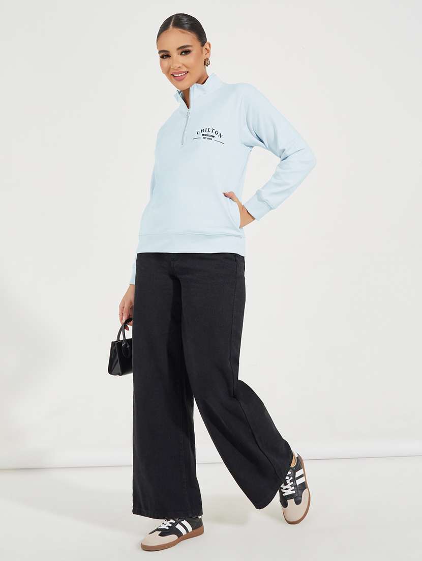 women light blue placement print sweatshirt - 21510647 -  Standard Image - 2