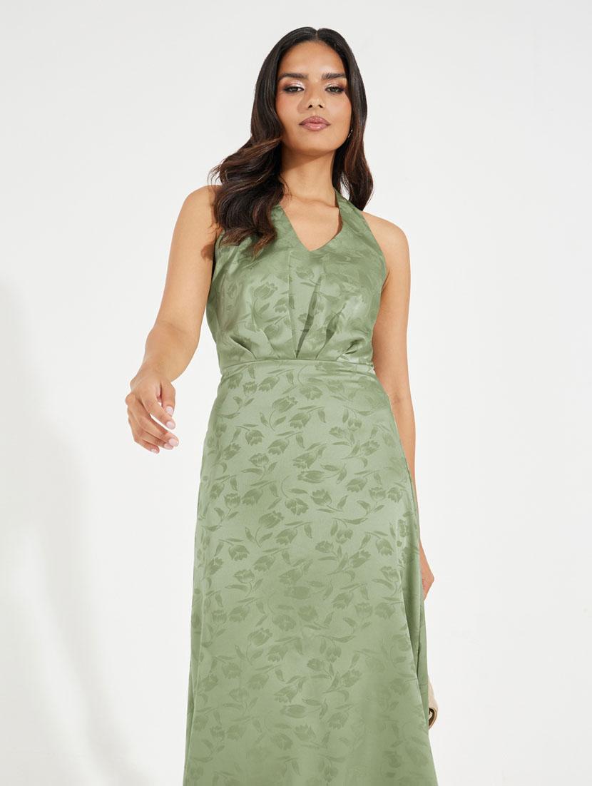 women self designed halter neck sleeveless a-line dress - 21510677 - Standard Image - 2