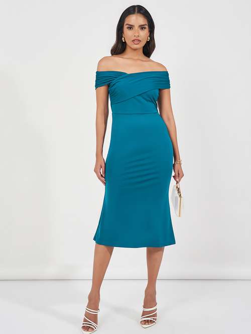 women solid off shoulder bodycon dress - 21510678 -  Standard Image - 0