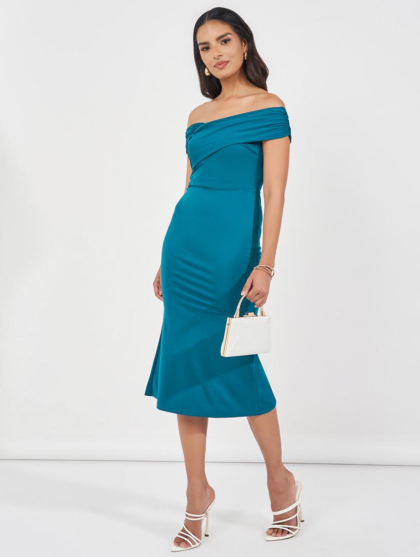 women solid off shoulder bodycon dress - 21510678 - Standard Image - 2