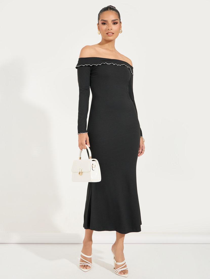 women solid off shoulder bodycon dress - 21510683 - Zoom Image - 0