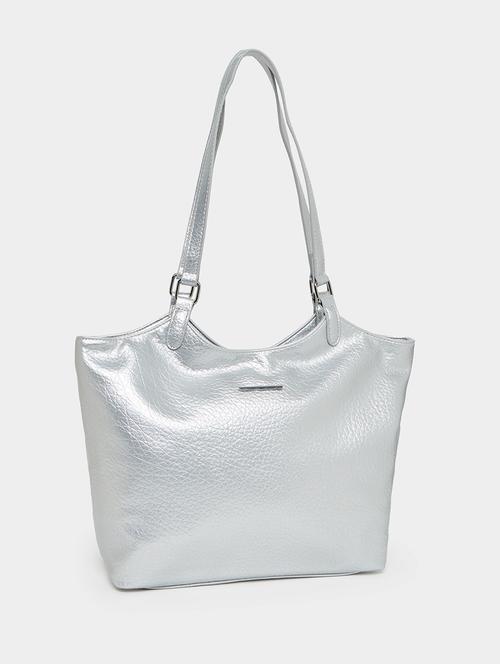 women silver solid handbag - 21510717 - Standard Image - 0