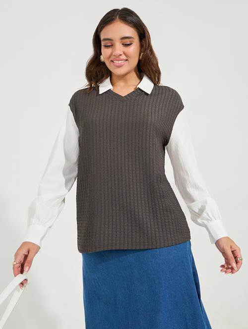 women collared self-designed oversized shirt - 21510734 - Standard Image - 0