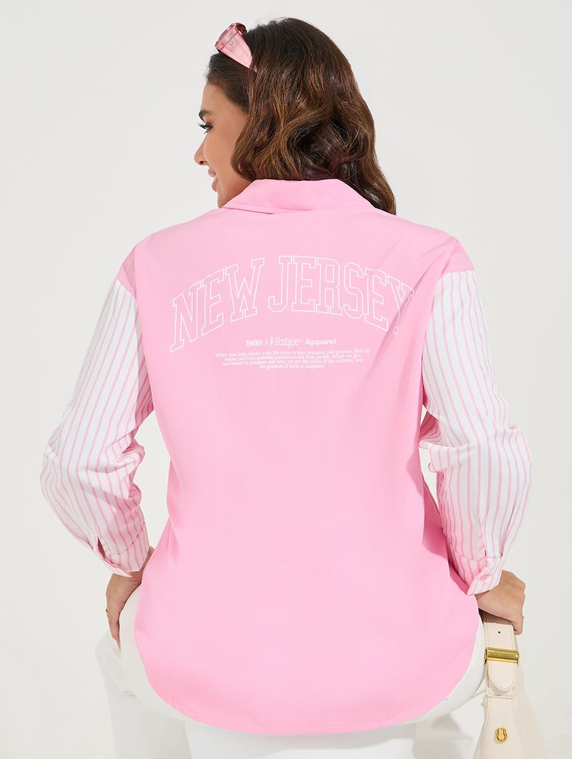 women pink printed oversized shirt - 21510739 - Standard Image - 2