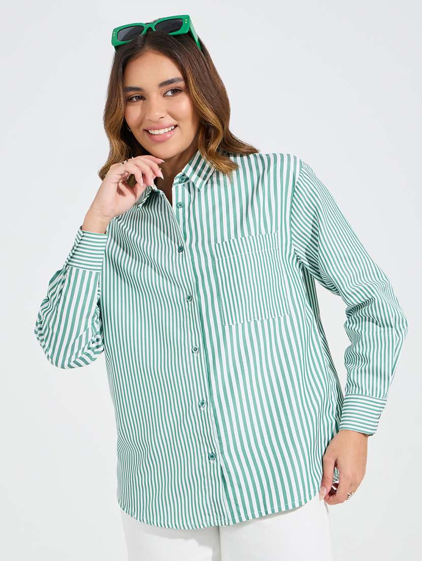 women green stripes oversized shirt