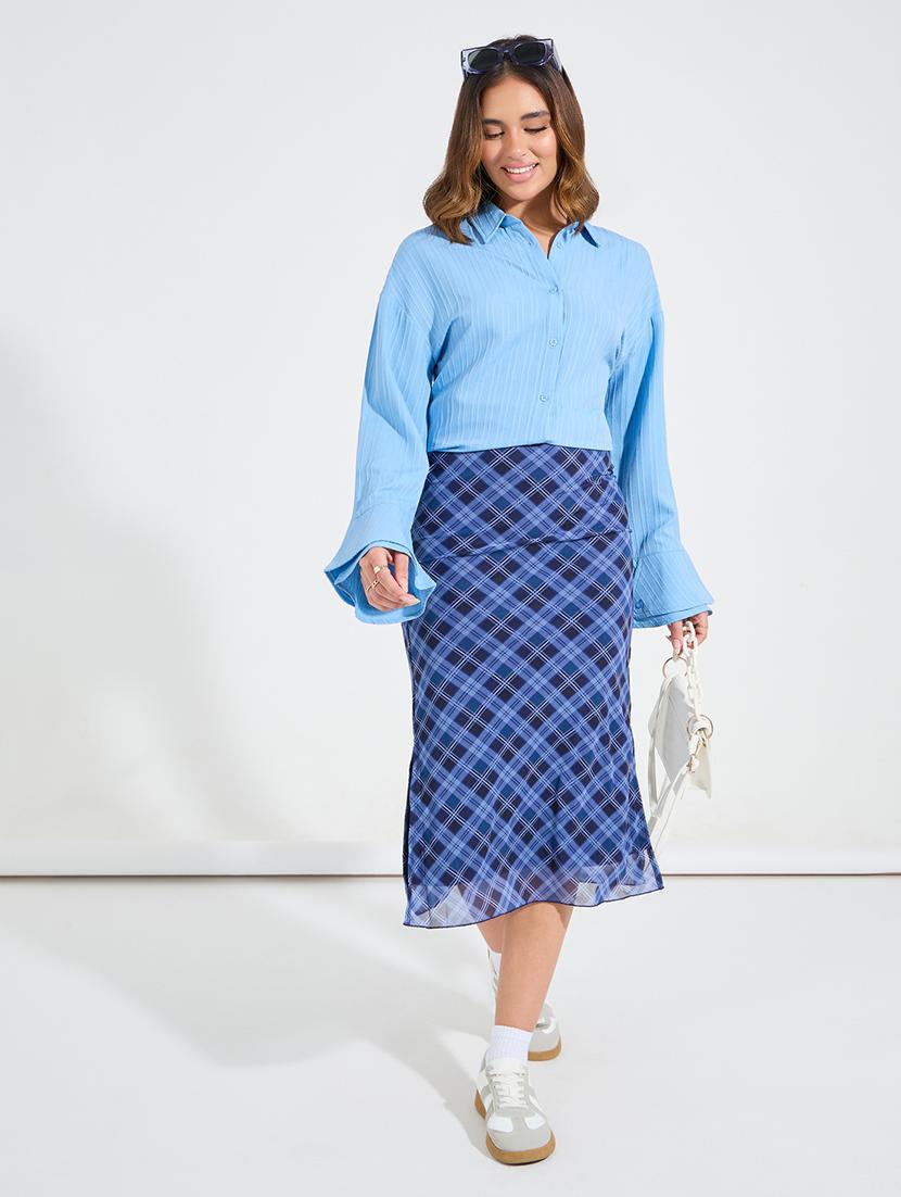 women blue self-designed regular shirt - 21510745 - Standard Image - 2