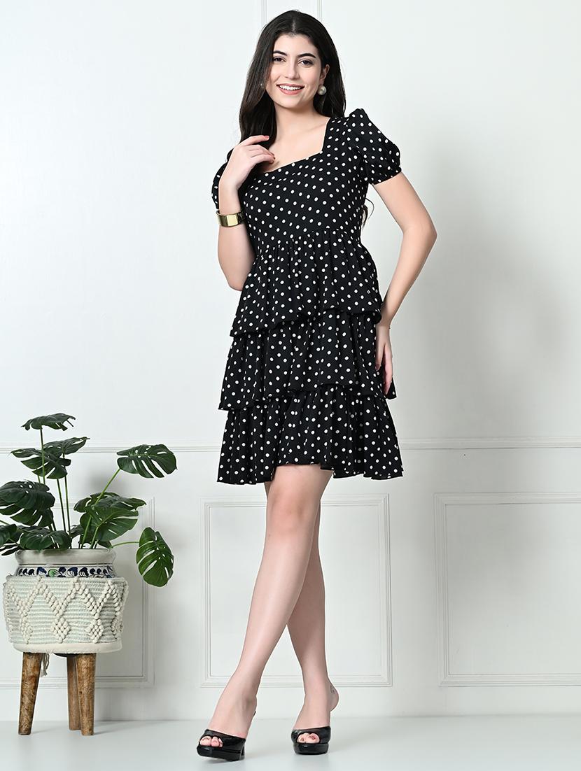 women black crepe layered dress - 21510765 - Zoom Image - 0