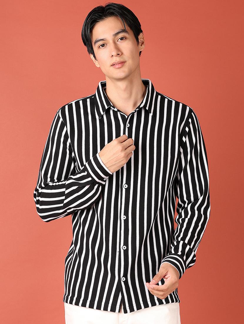 men stripes long sleeve casual shirt - 21510776 -  Zoom Image - 0