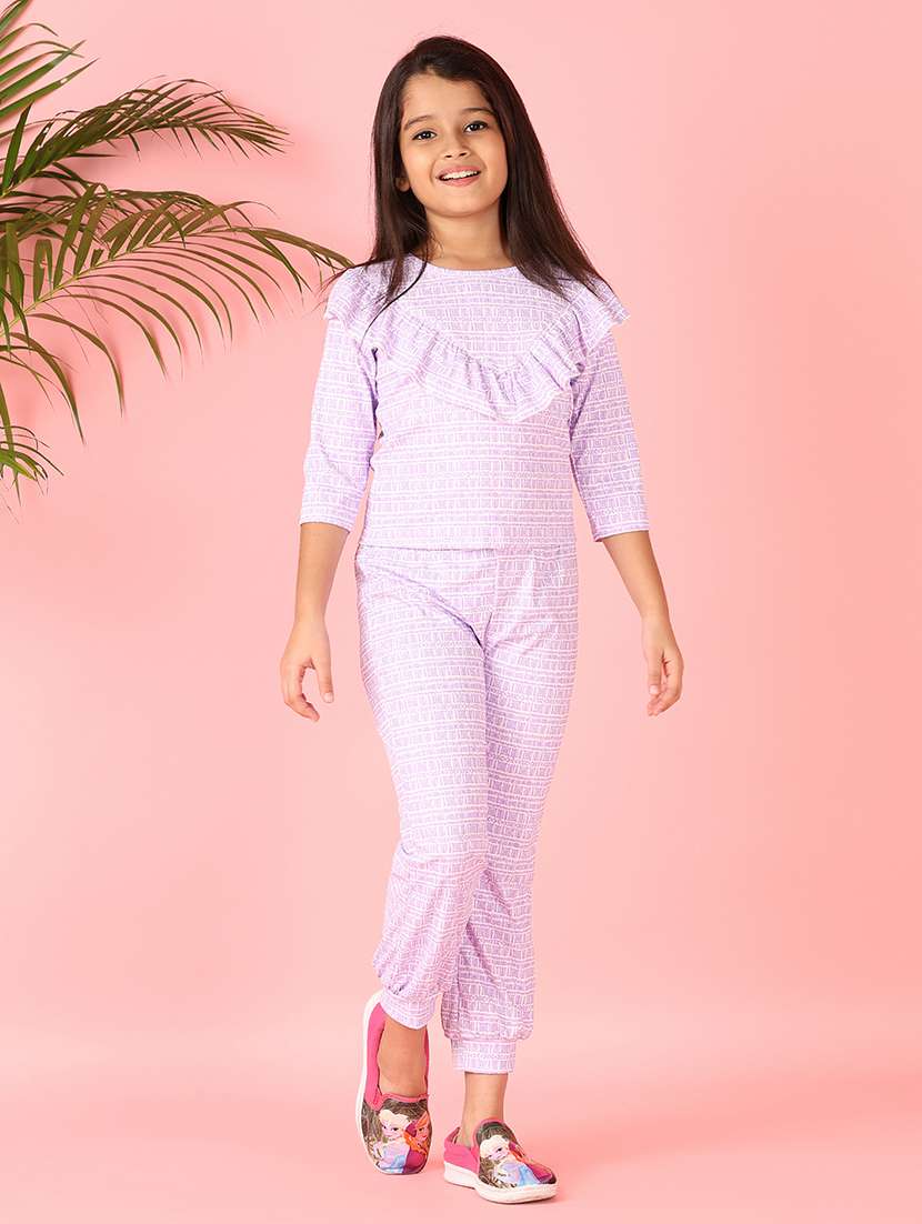 girls lavender printed full length sets - 21510783 -  Standard Image - 2