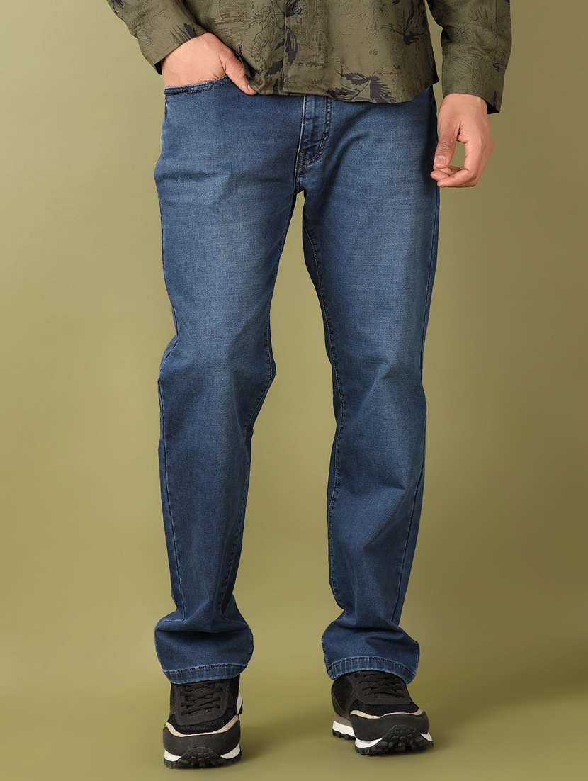men solid mid rise relaxed fit jean