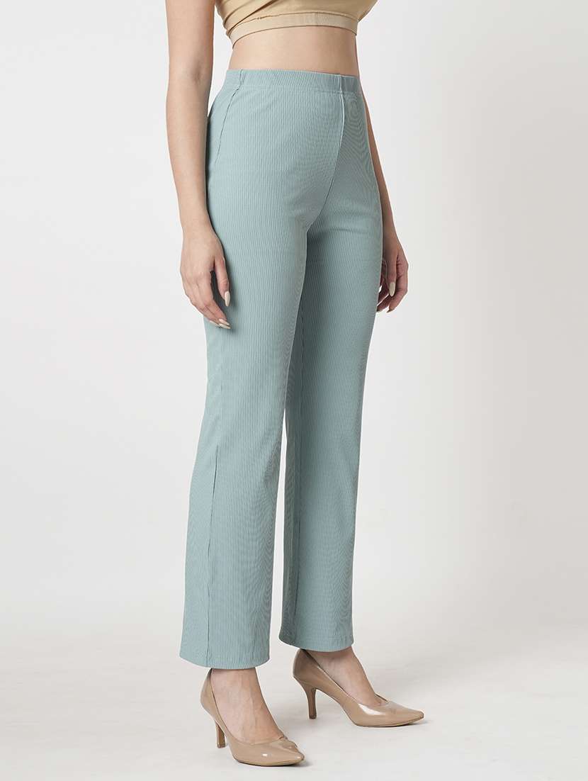 women's sea green self design stretchable straight fit workwear treggings - 21511018 -  Standard Image - 2