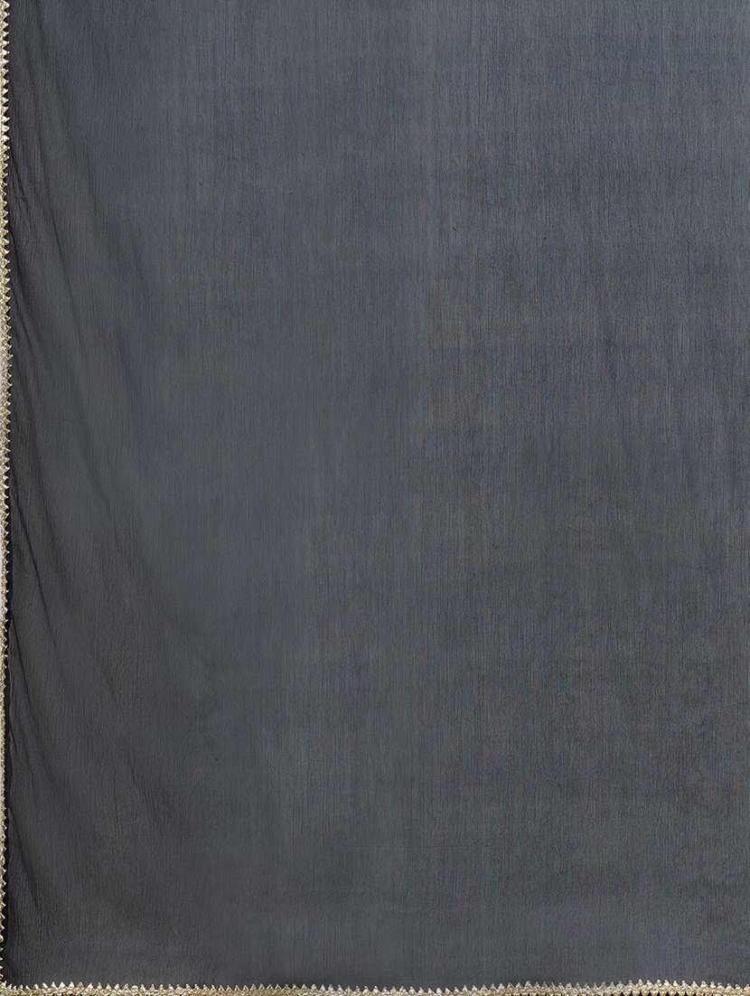 women's navy blue embroidered & gotta lace yoke straight paisley print hem kurta trousers & dupatta festive set - 21511038 -  Standard Image - 7