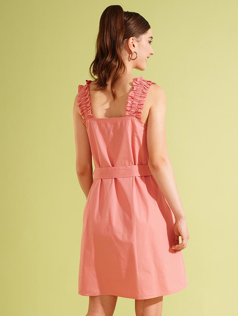 women's square neck waist bow tie-up fit & flare mini party dress - 21511066 - Standard Image - 2