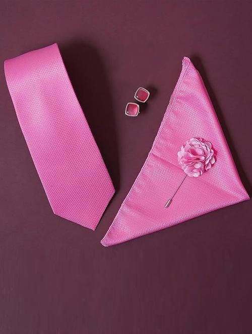 men pink self textured ties combo sets - 21511133 -  Standard Image - 0