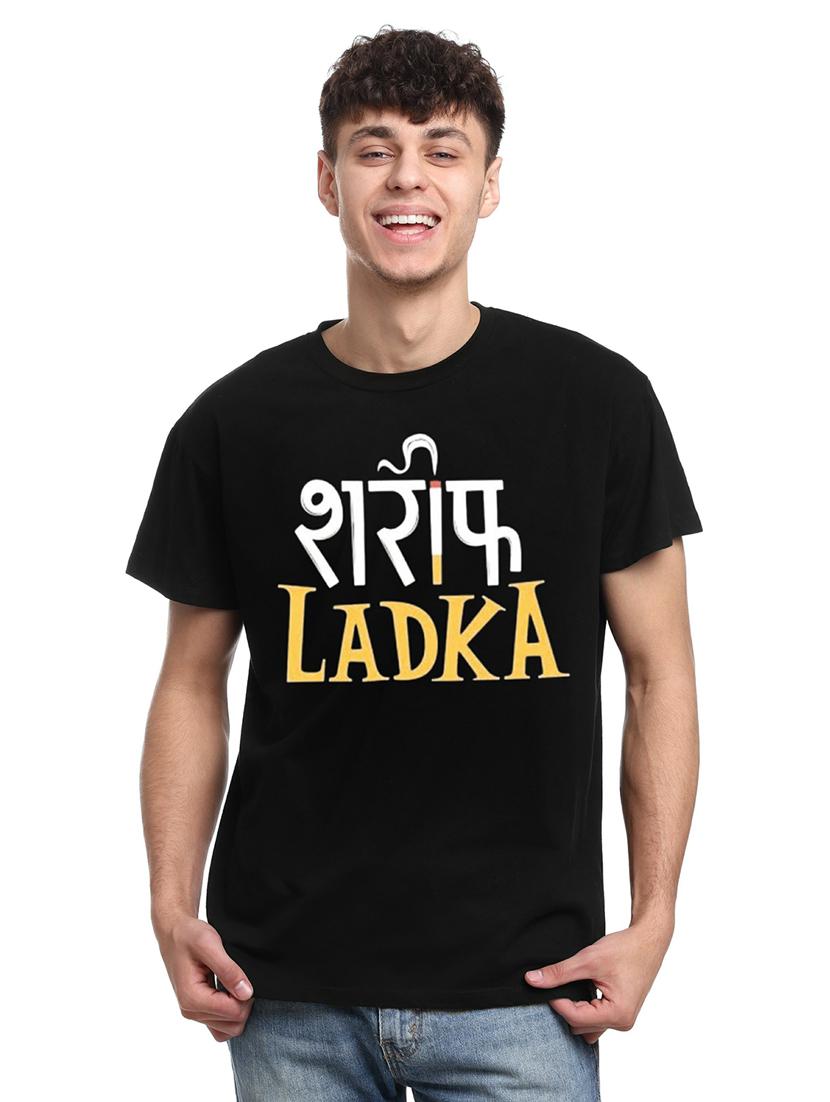 men black front printed regular t-shirt - 21511247 - Zoom Image - 0