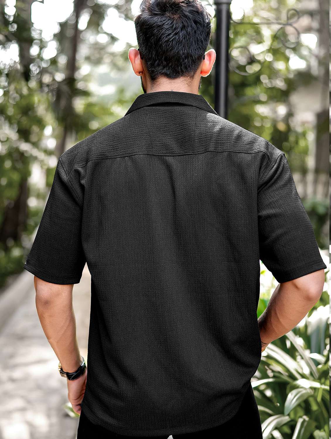 women black short sleeves solids casual shirts - 21511353 - Standard Image - 2