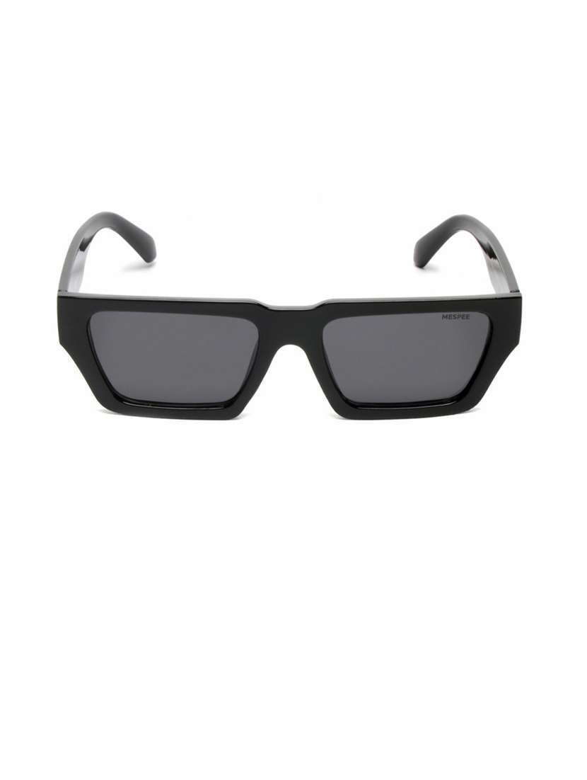 black rectangular full plastic unisex sunglasses