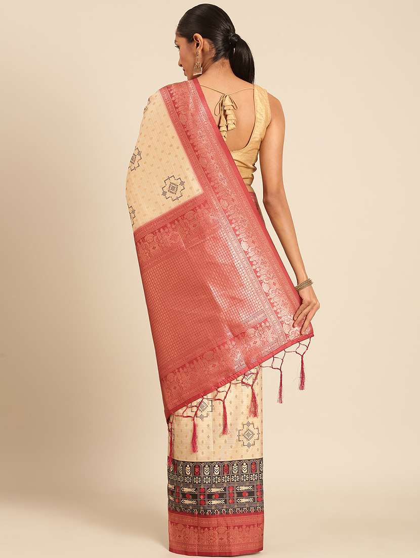 women self-designed bordered saree with blouse - 21511666 -  Standard Image - 2