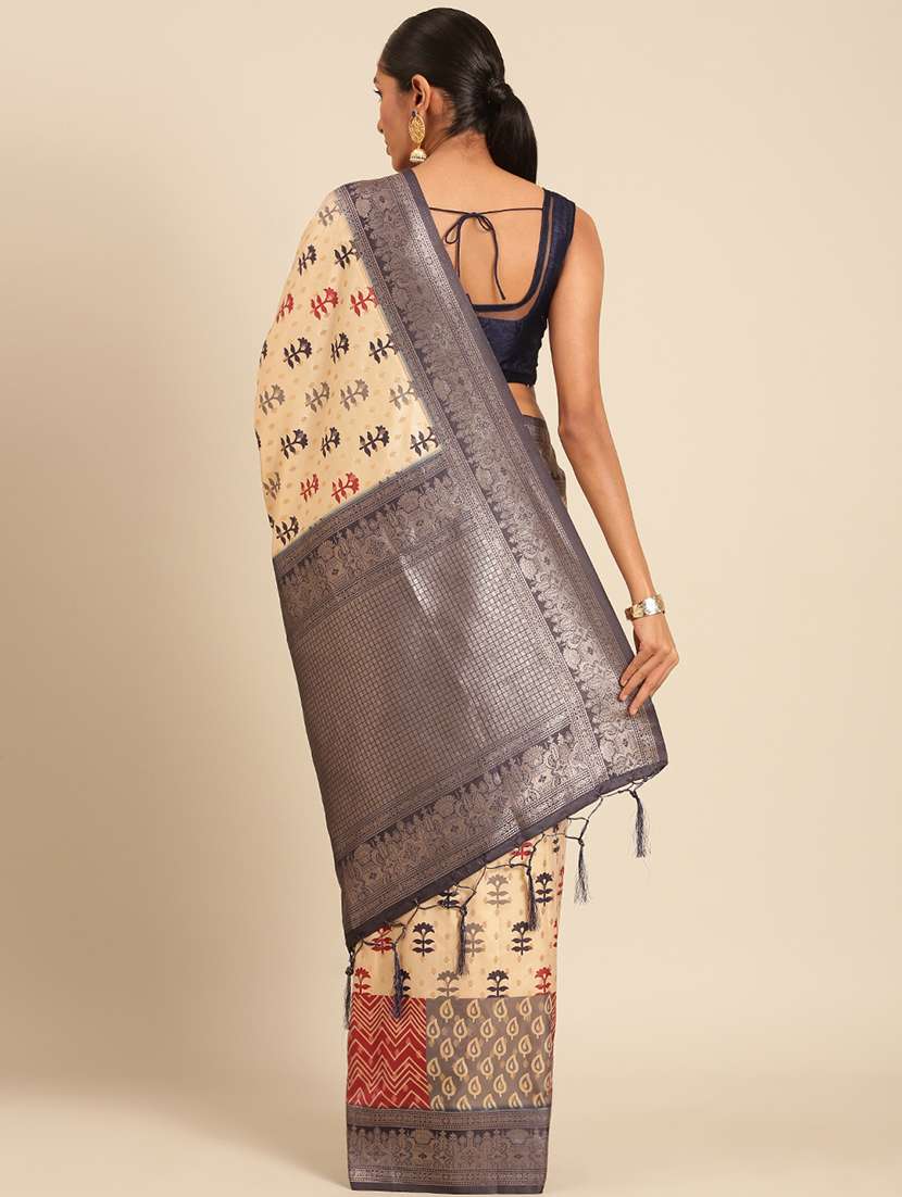 women self-designed bordered saree with blouse - 21511668 -  Standard Image - 2