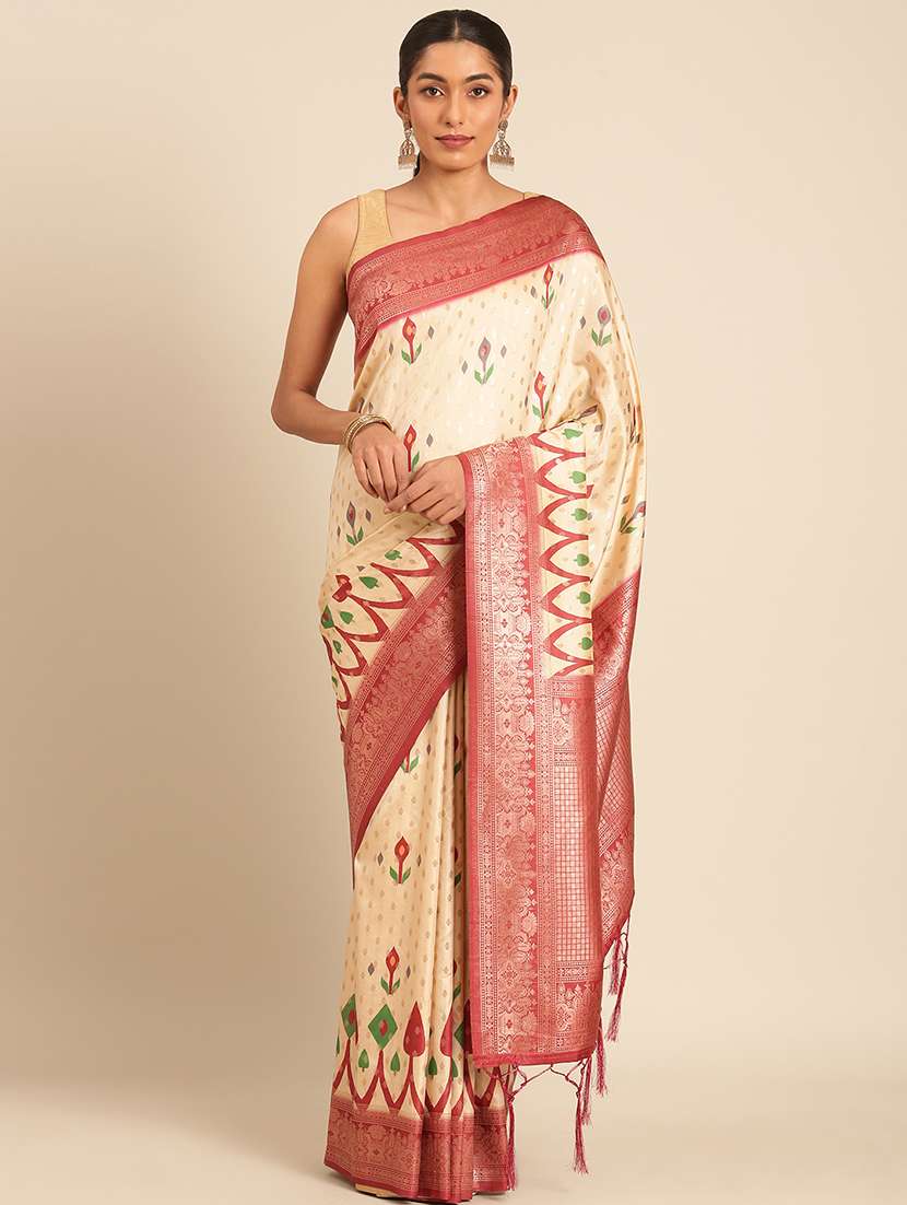 women self-designed bordered saree with blouse